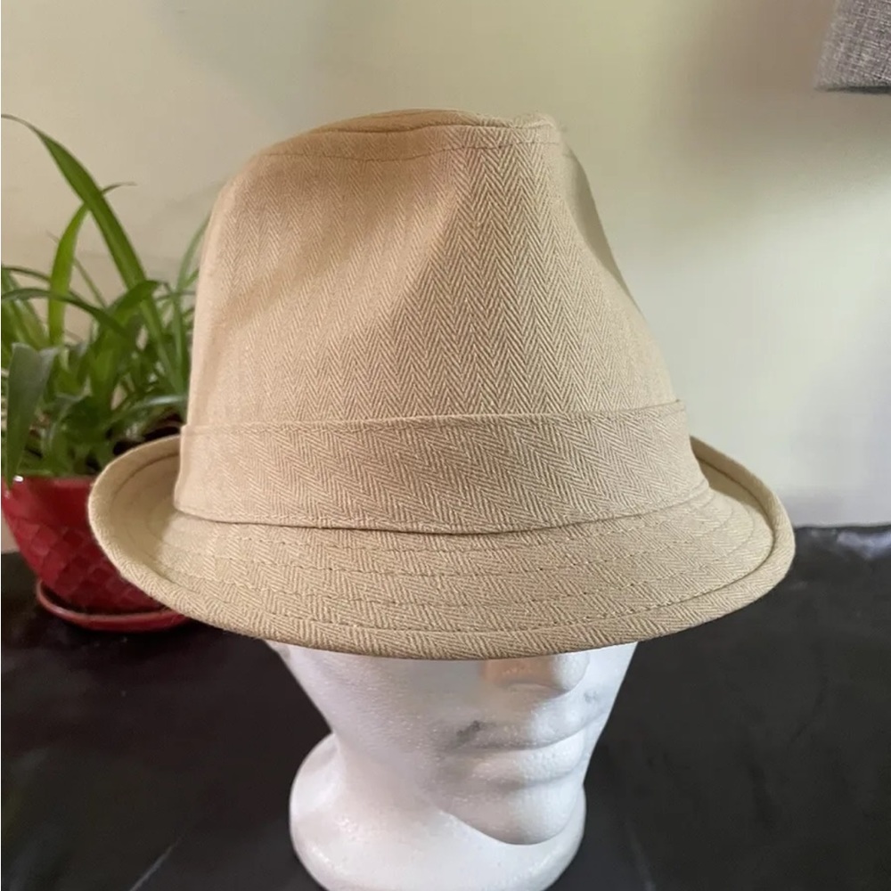 Levi’s Trilby Fedora Hat Beige Tan M/L Cotton Logo Button